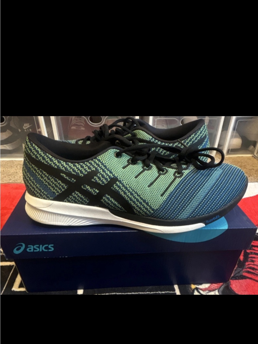 Asics Knit Running Shoes - Teal, Blue & Black